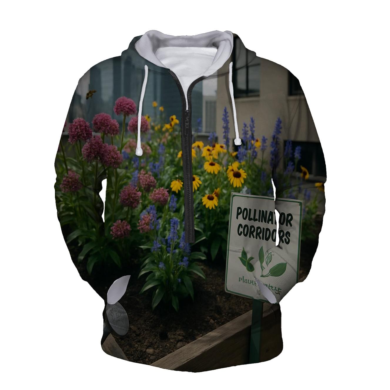 Urban Rooftop Pollinator Garden printed hoodies