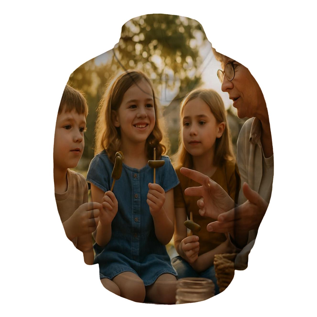 Children Tasting Cornichon At Village Picnic hoodie designs