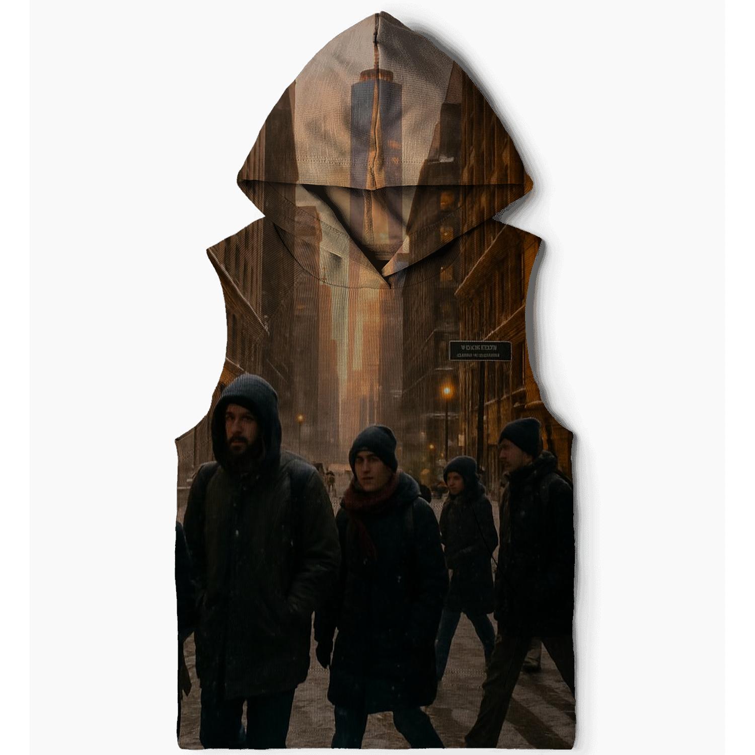 Winter Sunset Over Financial District zip-up hoodies