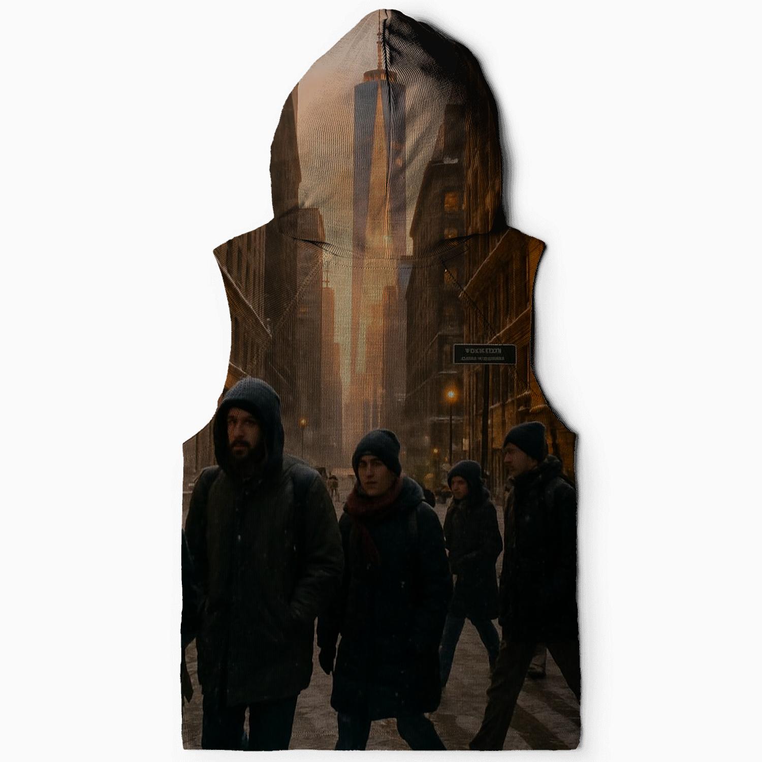 Winter Sunset Over Financial District zip-up hoodies