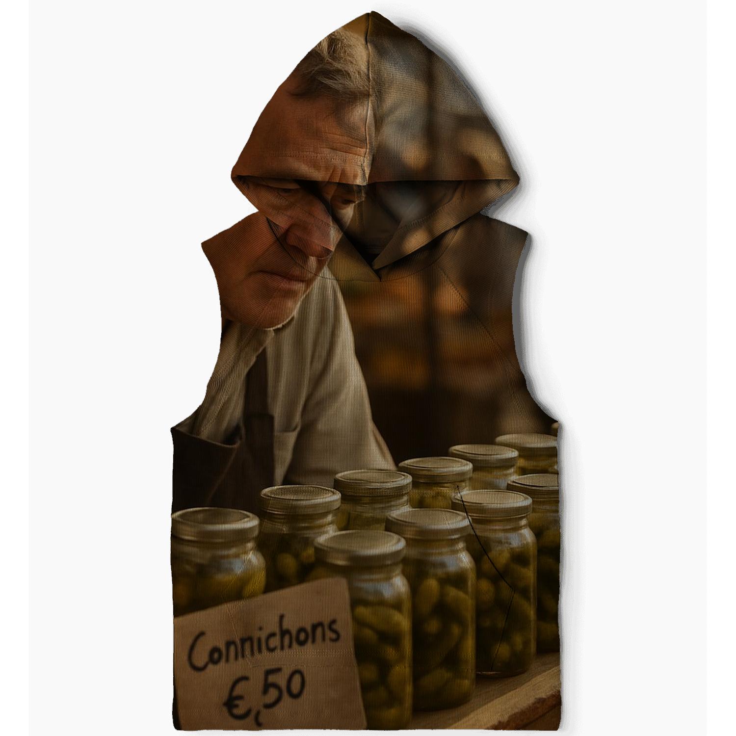 Market Vendor Examining Cornichon Jars heavyweight hoodies