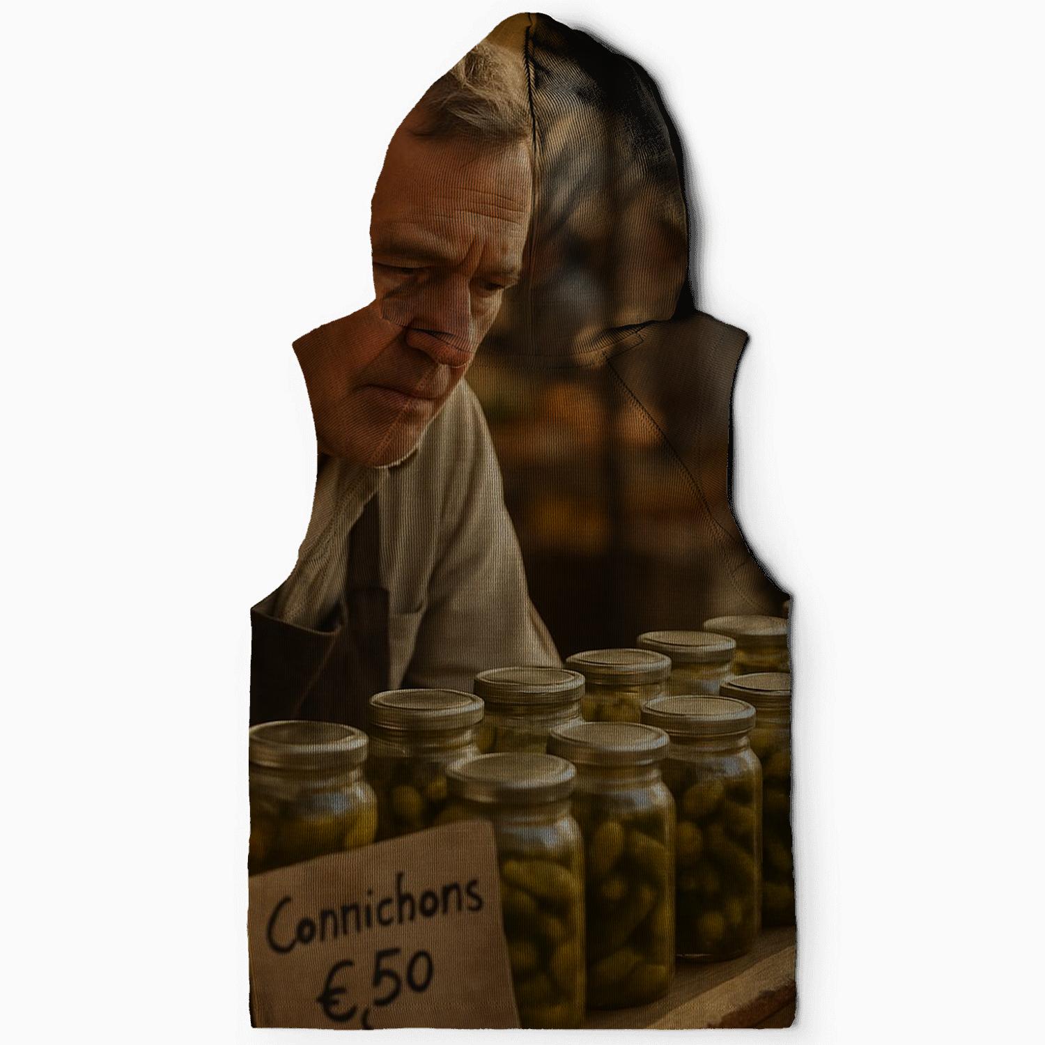 Market Vendor Examining Cornichon Jars heavyweight hoodies