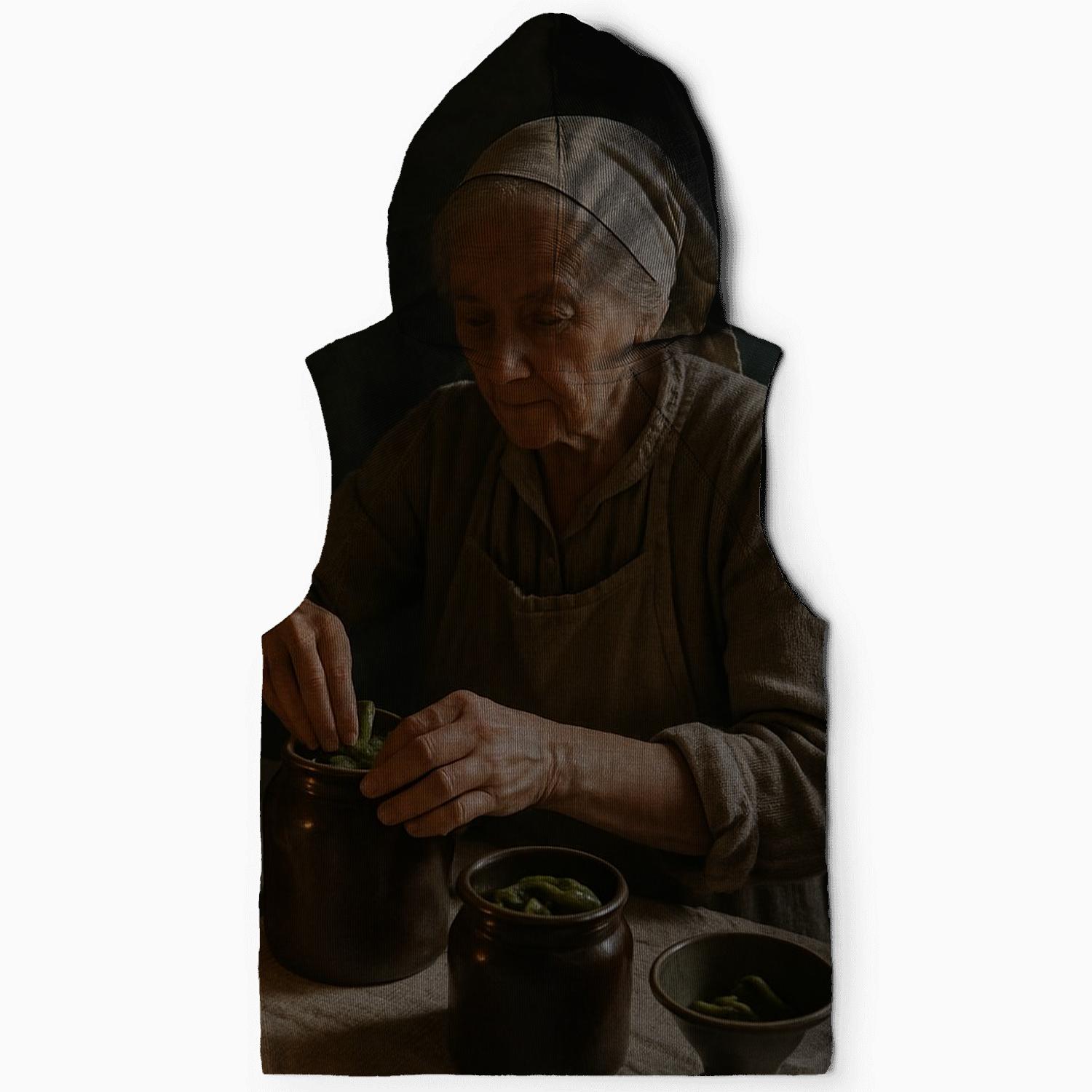 Grandmother Preserving Cornichon In Cellar pullover hoodies