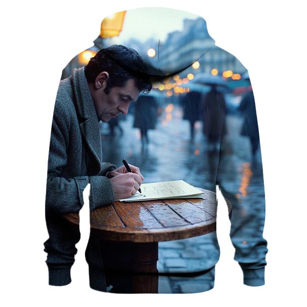 Graham Greene Writing In A Rain Soaked Paris Cafe premium hoodies