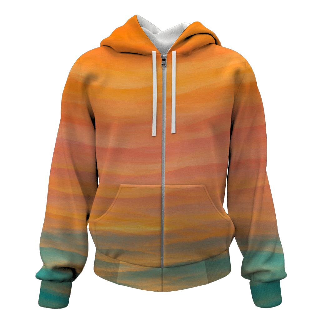 Tropical Sunset Wave embroidered hoodies