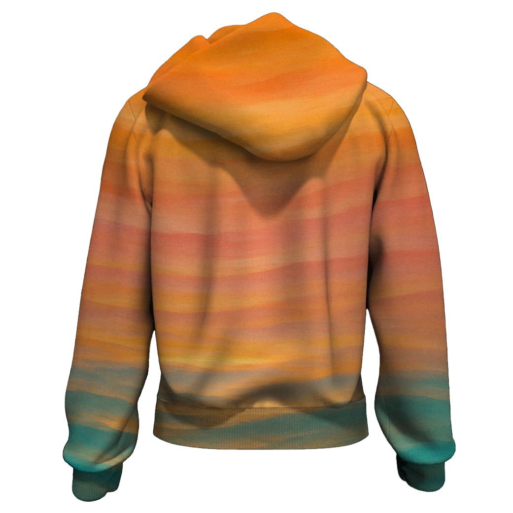 Tropical Sunset Wave embroidered hoodies