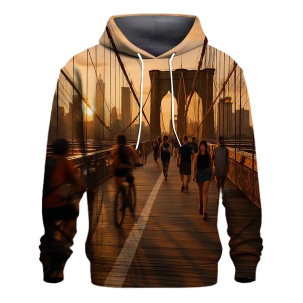 Sunset Commute Over Brooklyn Bridge lightweight hoodies