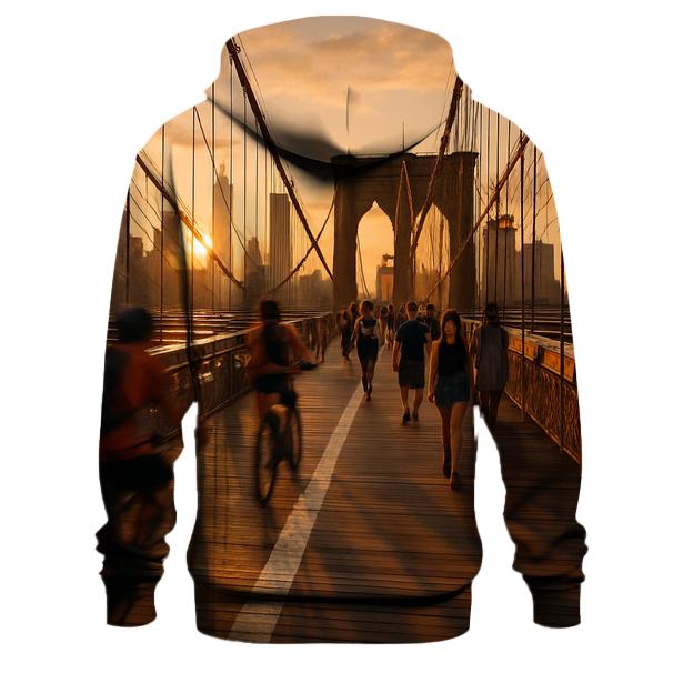 Sunset Commute Over Brooklyn Bridge lightweight hoodies