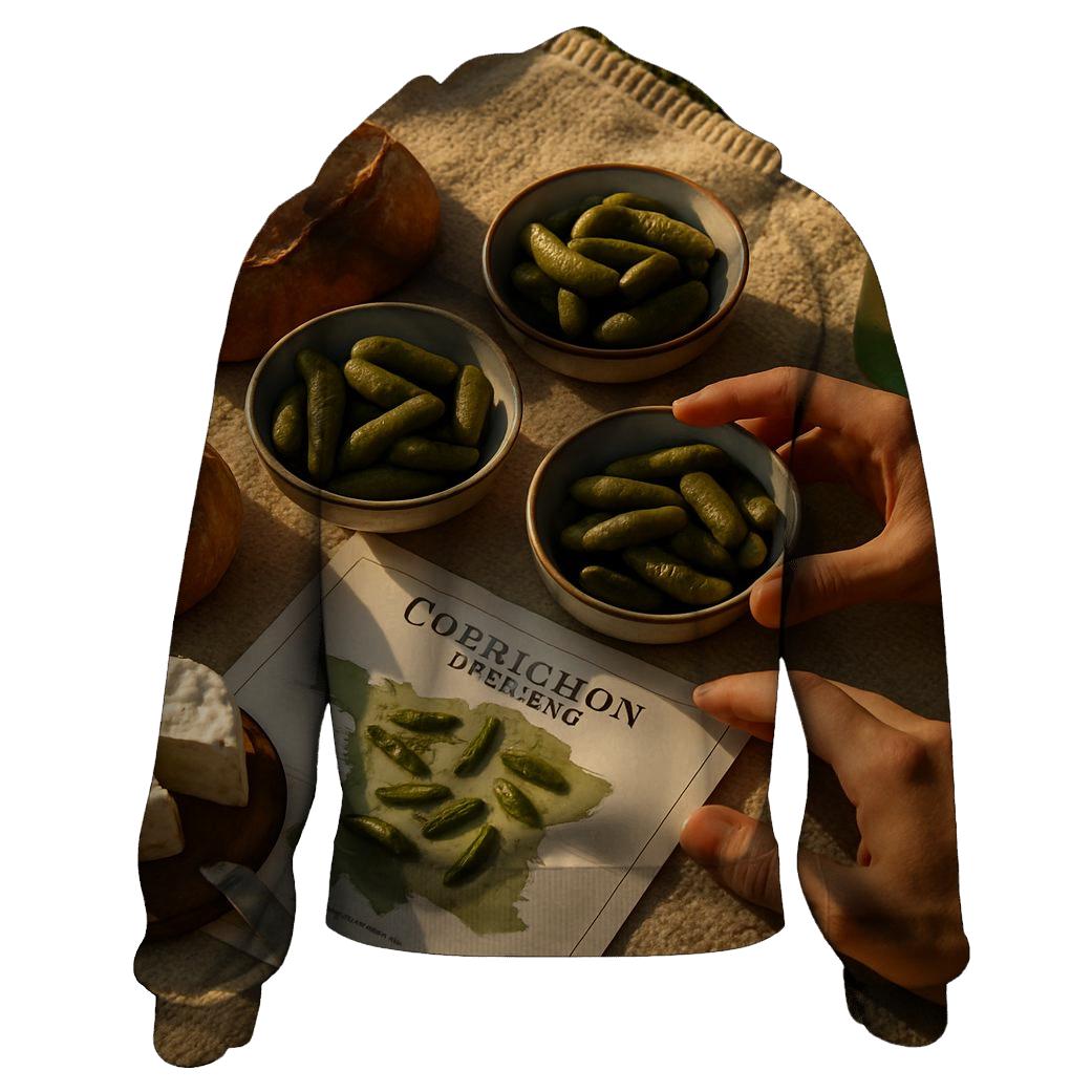 Picnic Spread Featuring Cornichon Flight zip-up hoodies