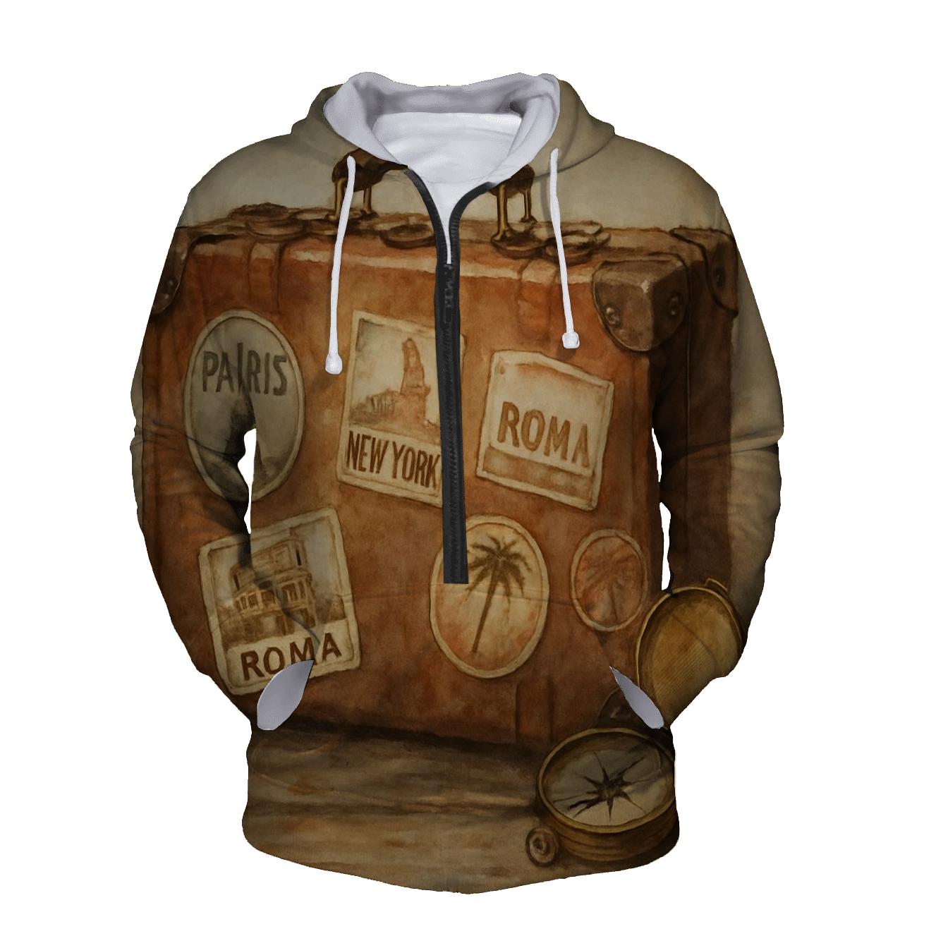 Vintage Travel Suitcase Design printed hoodies