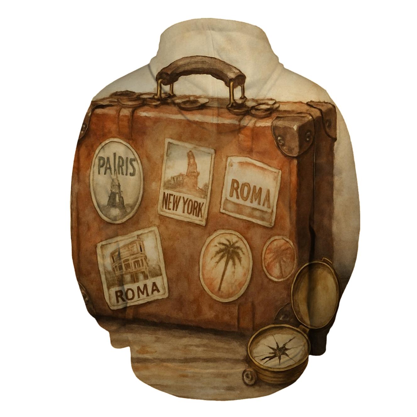 Vintage Travel Suitcase Design printed hoodies