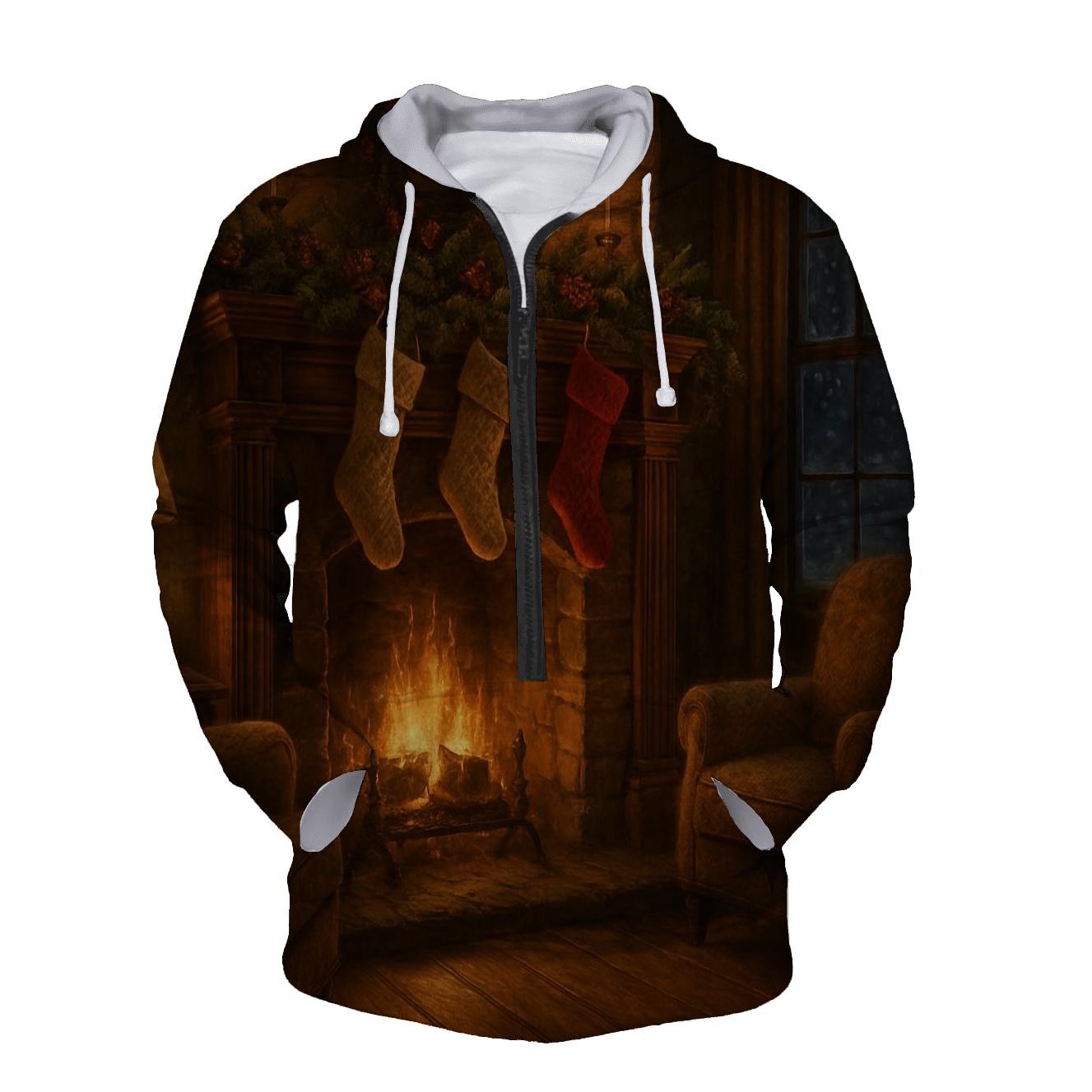 Cozy Christmas Evening With Fireplace And Garland lightweight hoodies