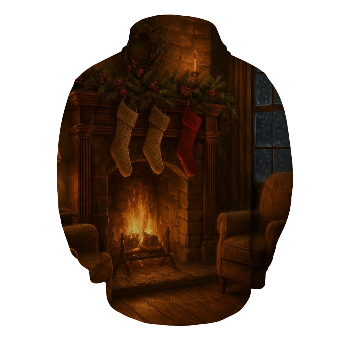 Cozy Christmas Evening With Fireplace And Garland lightweight hoodies