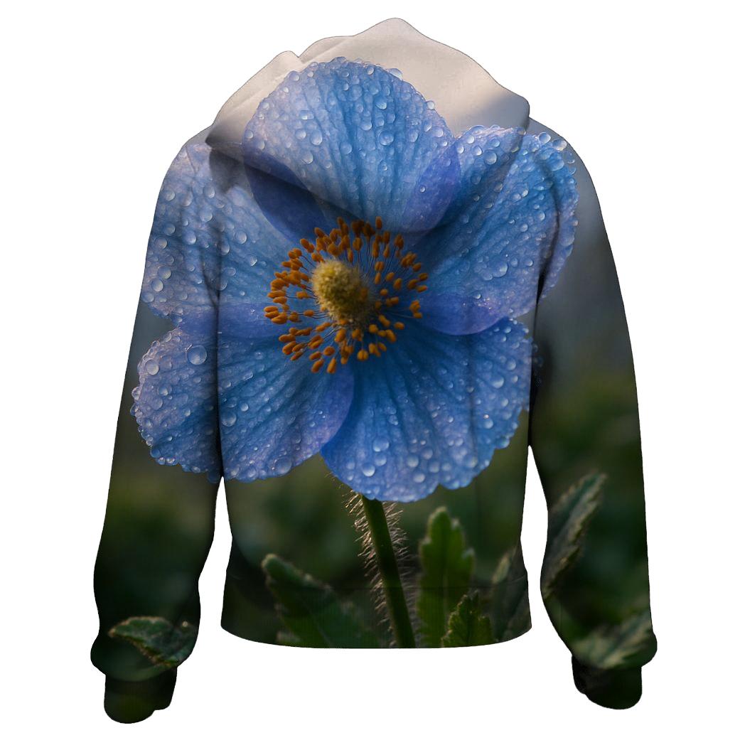 Morning Dew On Rare Himalayan Blue Poppy hoodie designs