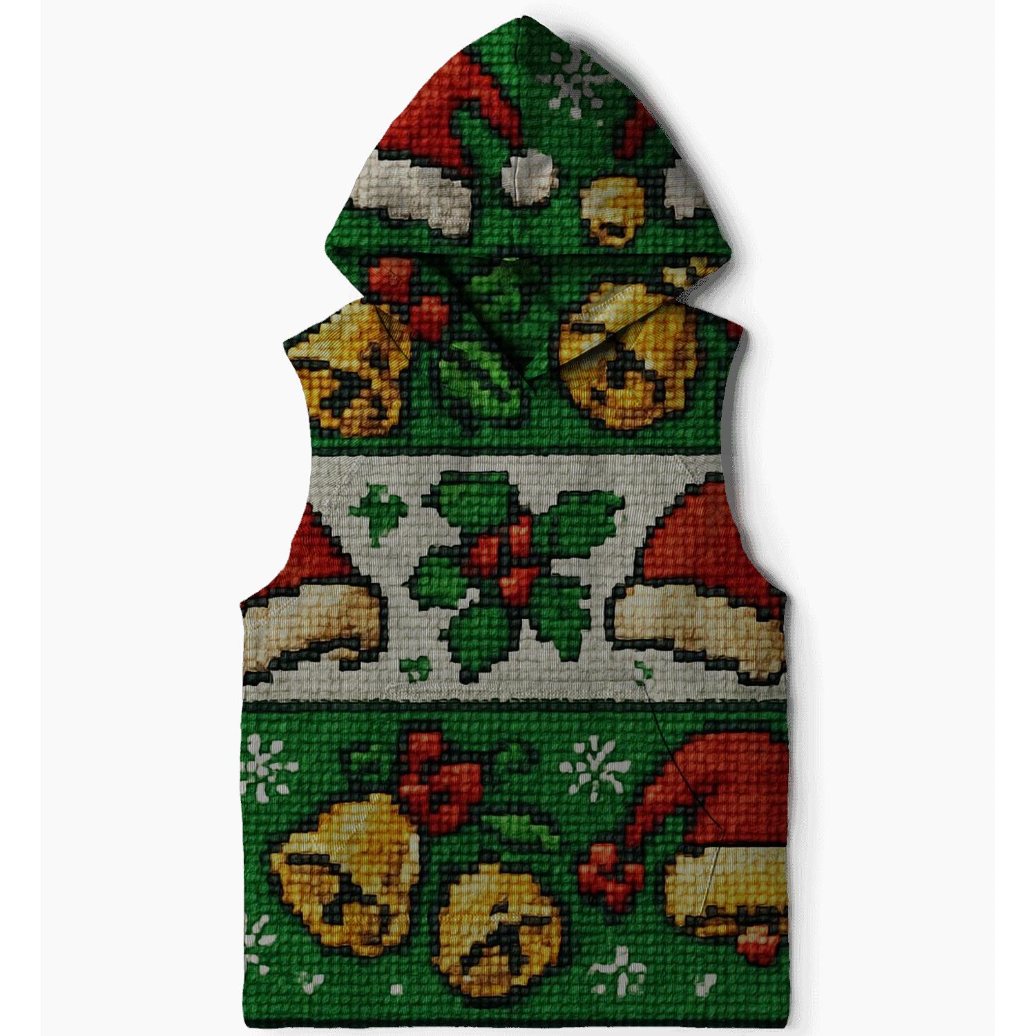 Santa Sleigh Bell Quilt Design zip-up hoodies