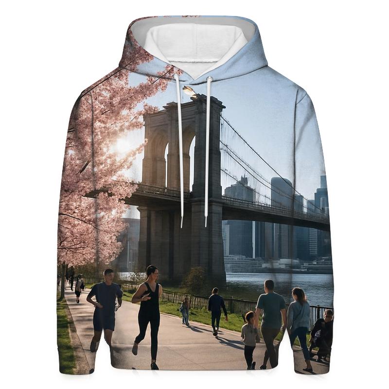Spring Equinox Over Brooklyn Bridge Park heavyweight hoodies