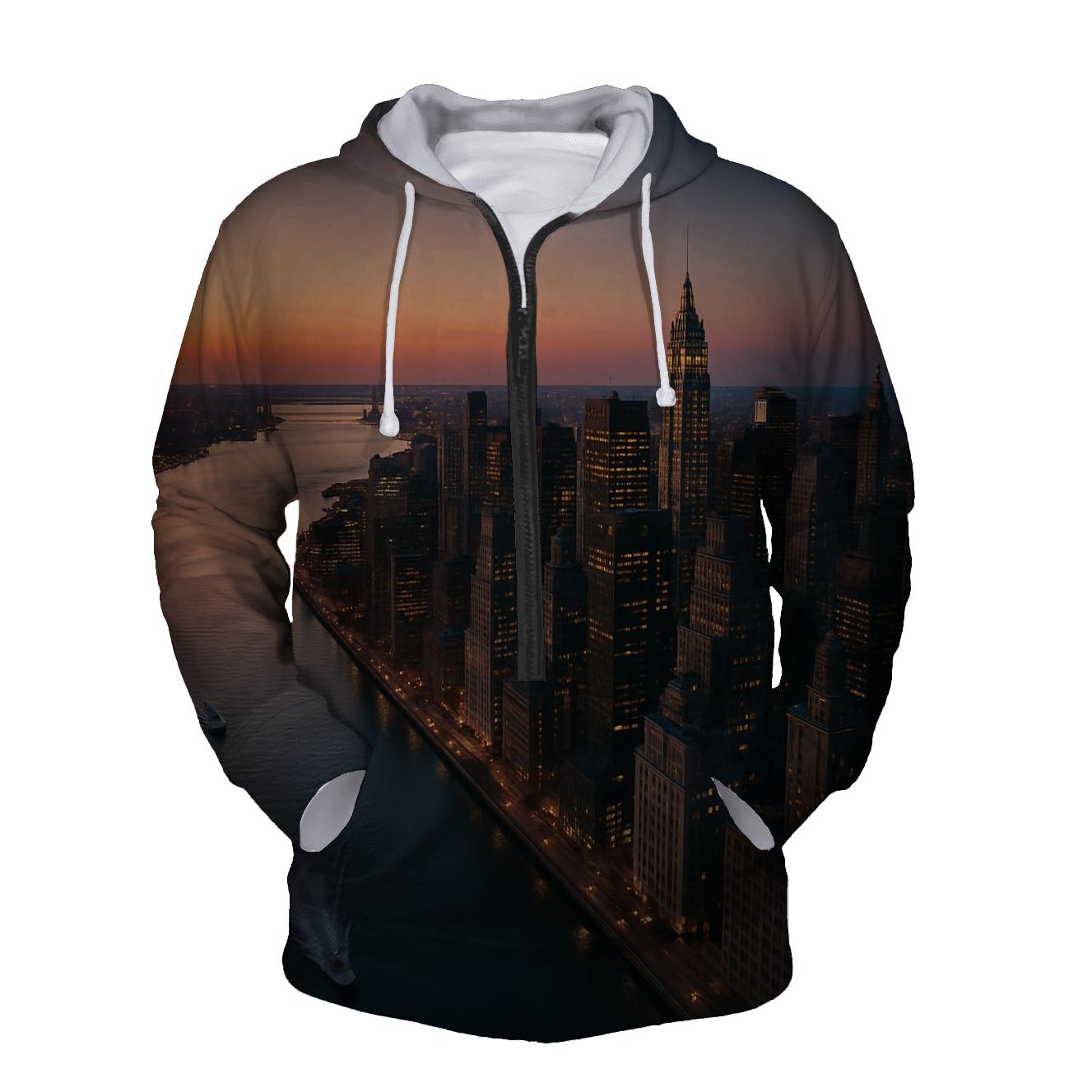 Helicopter Dusk Sweep Along The Hudson embroidered hoodies