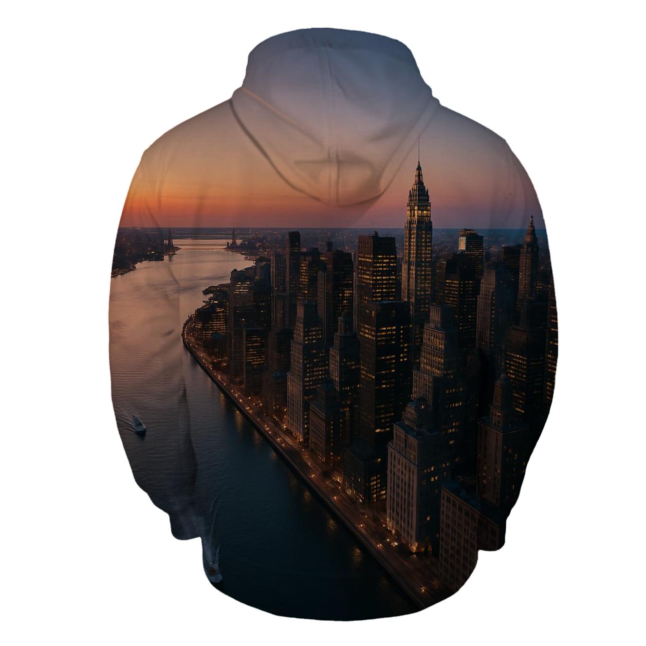 Helicopter Dusk Sweep Along The Hudson embroidered hoodies