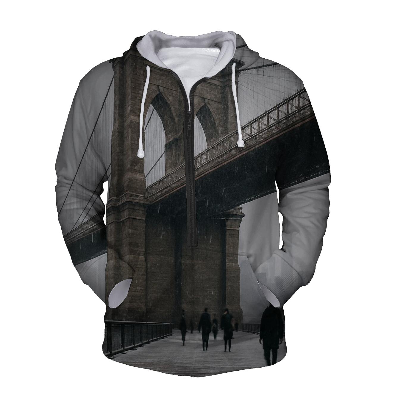 Snowbound Morning Under The Brooklyn Bridge hoodies fashion
