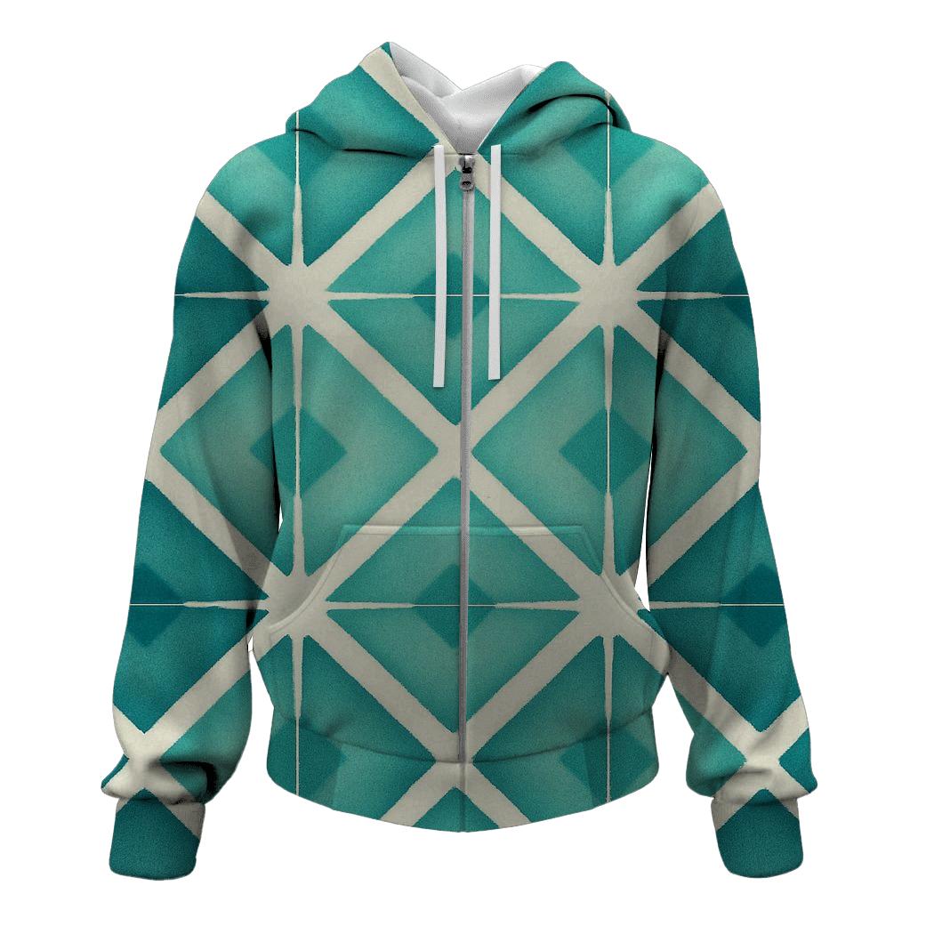Itajime Teal Mirror Grid printed hoodies