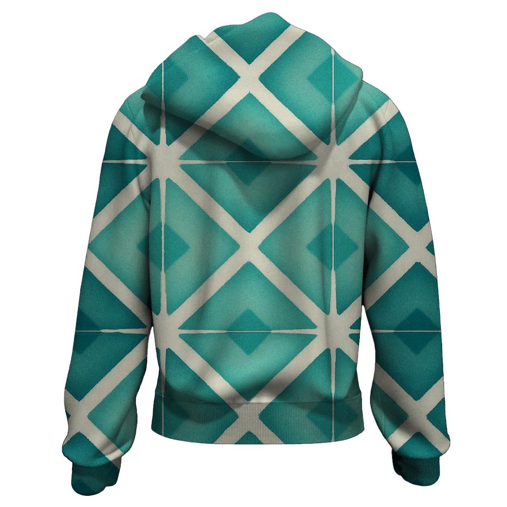 Itajime Teal Mirror Grid printed hoodies