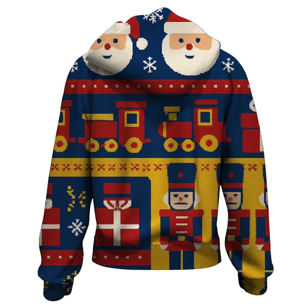 Pixel Santa Workshop Tapestry Design zip-up hoodies