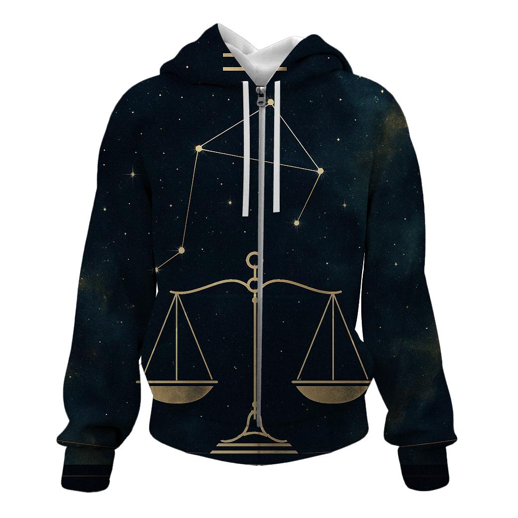 Luminous Libra Scales Constellation designer hoodies