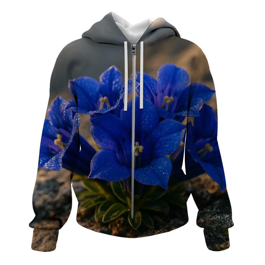 Dewy Alpine Gentian Cluster lightweight hoodies