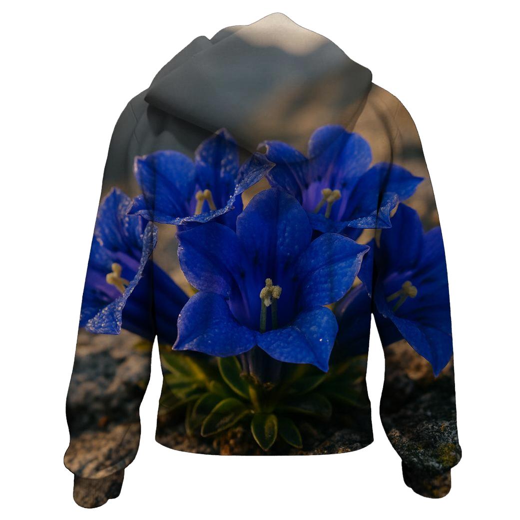 Dewy Alpine Gentian Cluster lightweight hoodies
