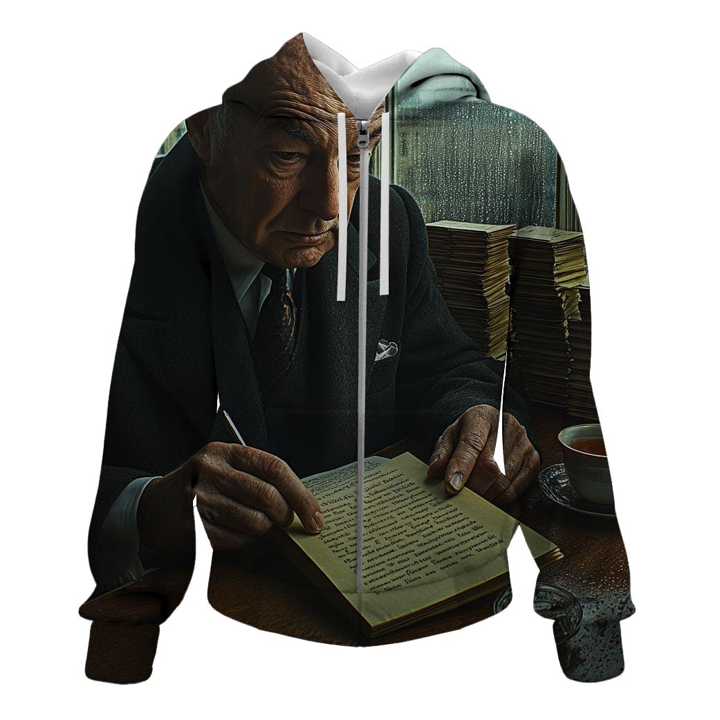 Graham Greene Manuscript By Rainy London Window embroidered hoodies