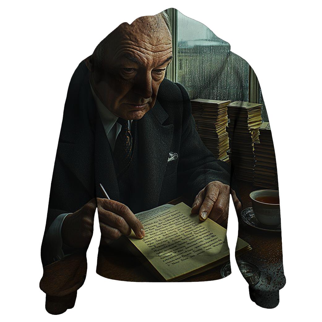 Graham Greene Manuscript By Rainy London Window embroidered hoodies