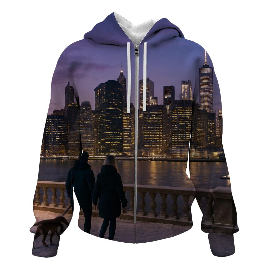 Winter Twilight From Brooklyn Promenade pullover hoodies