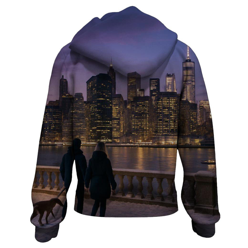 Winter Twilight From Brooklyn Promenade pullover hoodies