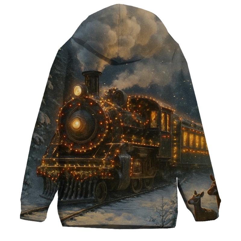 Whimsical Winter Train zip-up hoodies