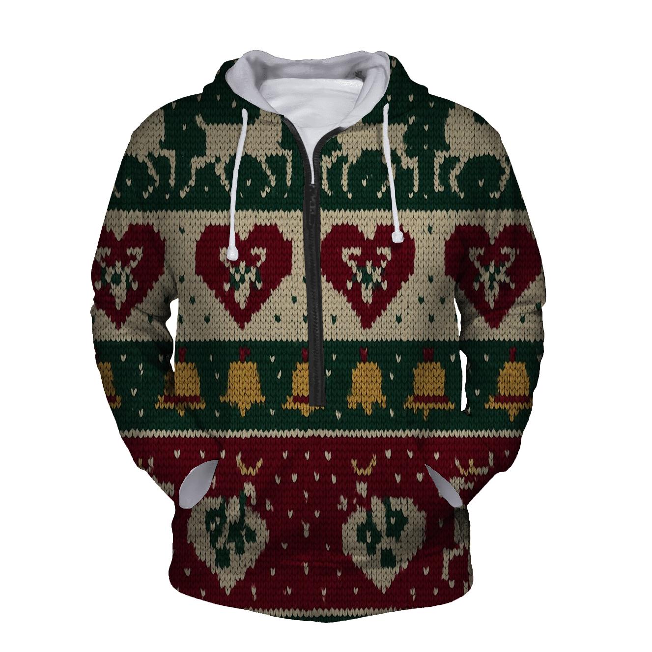Mistletoe Pixel Reindeer Row Design lightweight hoodies