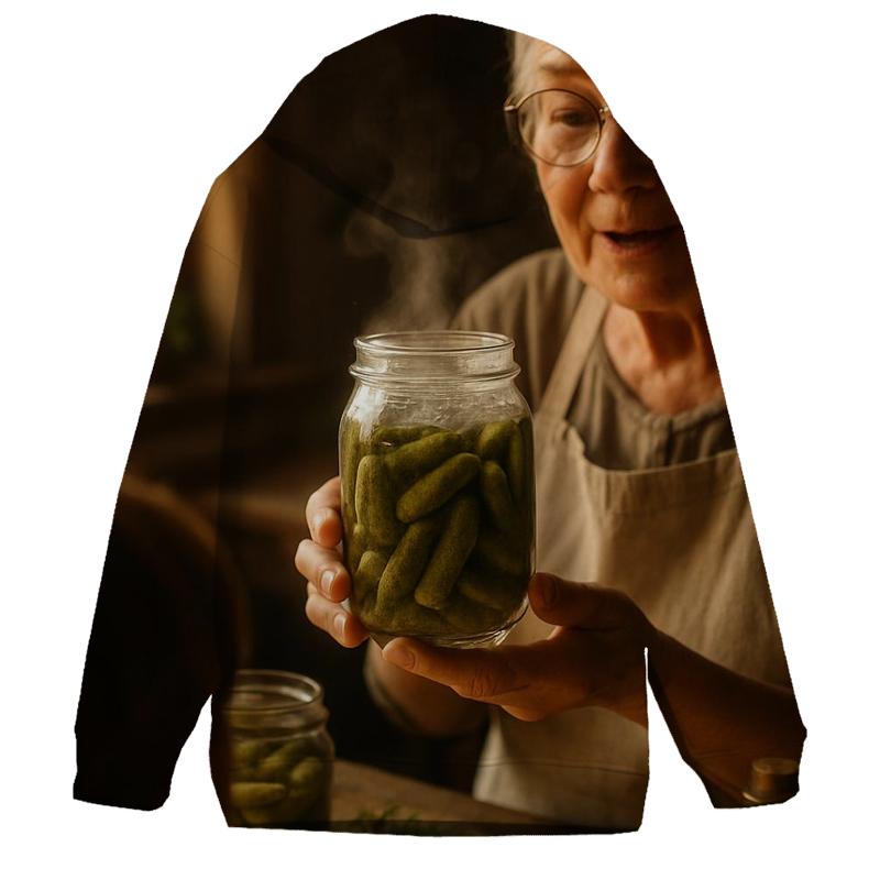 Grandmother Teaching Pickling With Cornichon Jar hoodies fashion