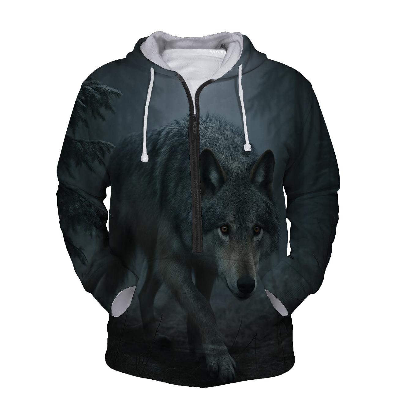 Silent Tracker In Northern Boreal Forest embroidered hoodies