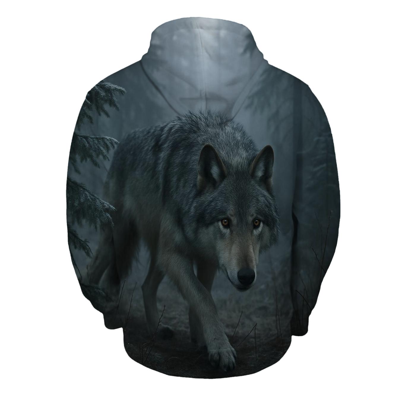 Silent Tracker In Northern Boreal Forest embroidered hoodies