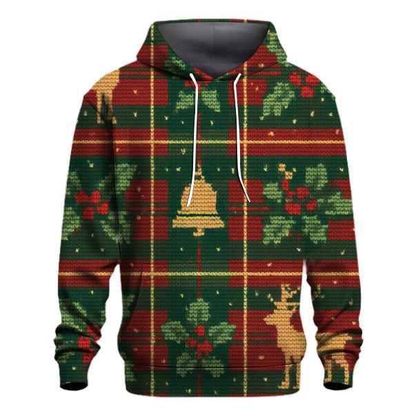 Tinsel Tartan Reindeer Mosaic Design pullover hoodies