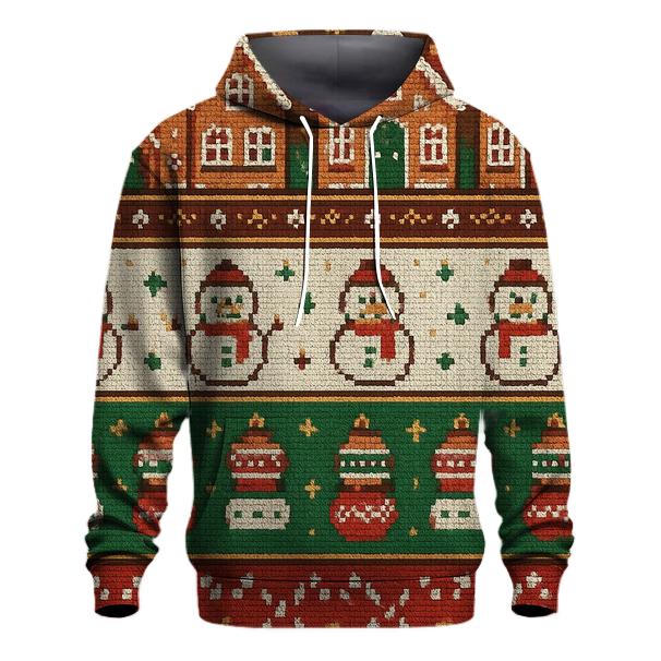 Gingerbread Skyline Knit Panel Design hoodies fashion