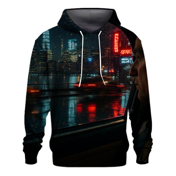 Midnight Reflections From A Riverside Taxi heavyweight hoodies