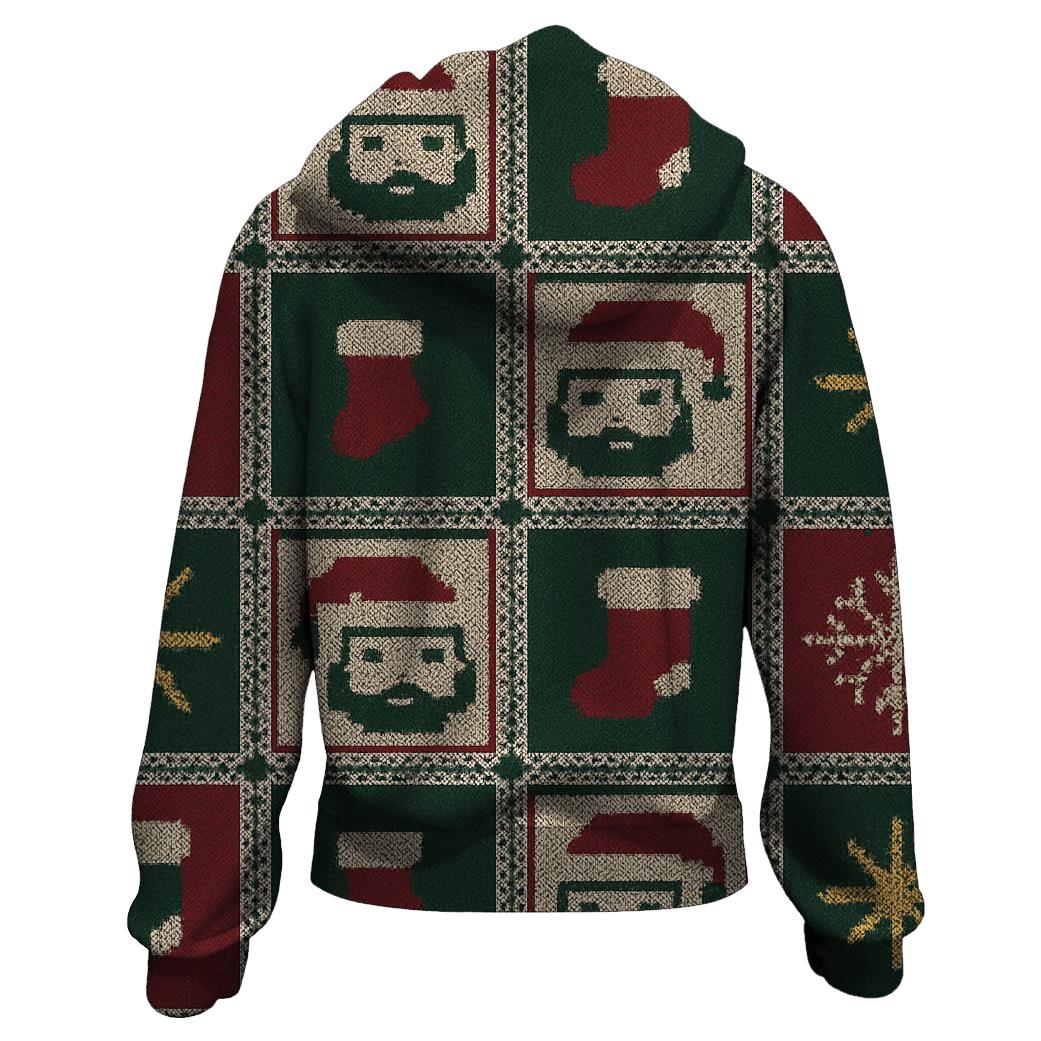 Retro Tinsel Sweater Blocks Design zip-up hoodies
