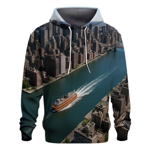 Aerial Noon: Ferry Wake And Midtown Grid designer hoodies