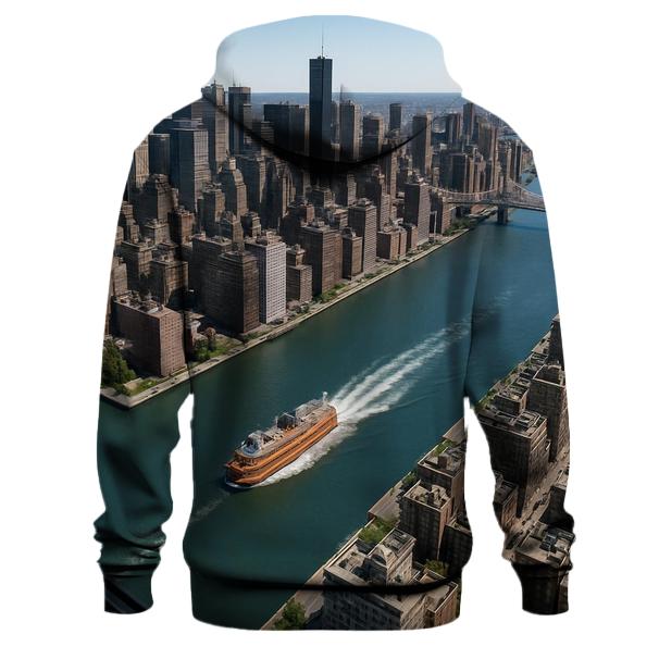 Aerial Noon: Ferry Wake And Midtown Grid designer hoodies