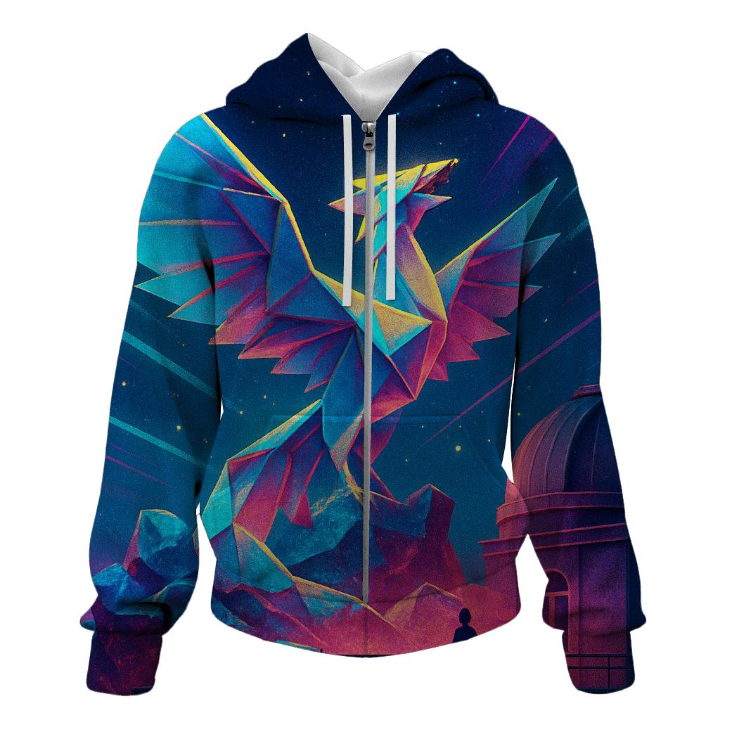 Neon Origami Phoenix designer hoodies