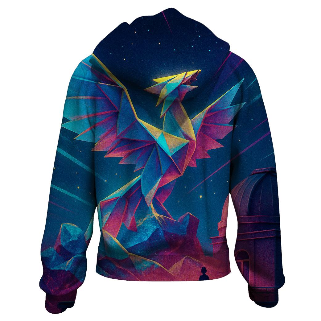 Neon Origami Phoenix designer hoodies