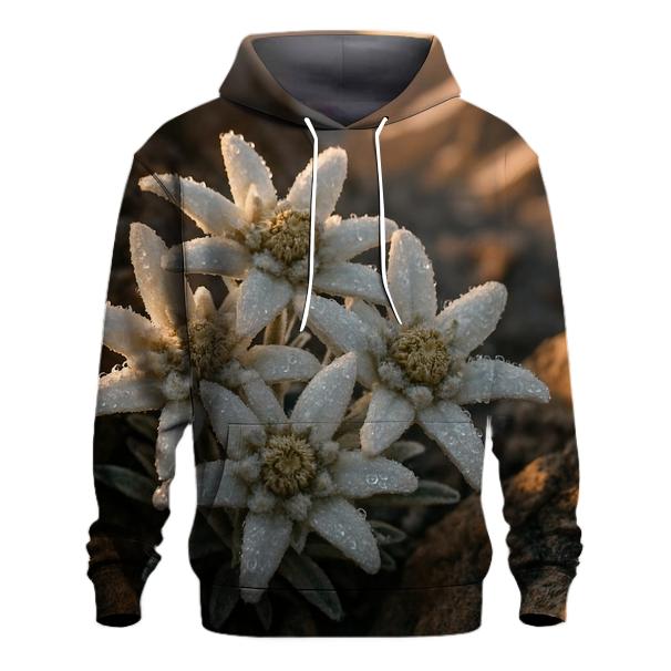 Morning Dew On Rare Alpine Edelweiss heavyweight hoodies