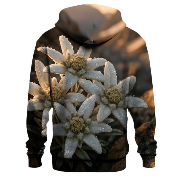Morning Dew On Rare Alpine Edelweiss heavyweight hoodies