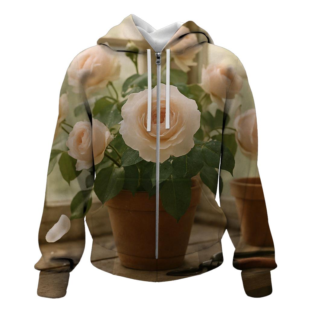Tea Rose Shelf In Morning Conservatory embroidered hoodies