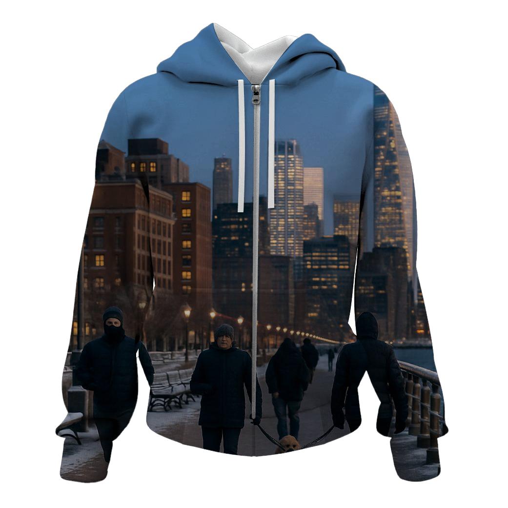 Winter Twilight Over Hudson Promenade hoodie trends